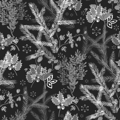 Seamless vector pattern winter christmas texture hand drawn background - 715351328