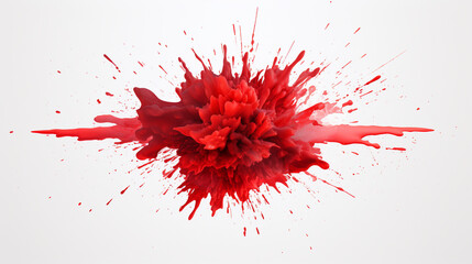 an illustration of a red blood explosion is in the middle on a white background