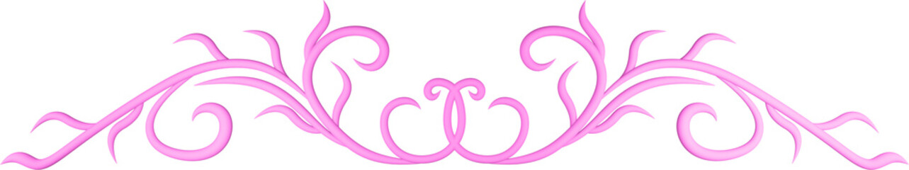 3D rendering border of a curved branch with leaves of different sizes on a transparent background