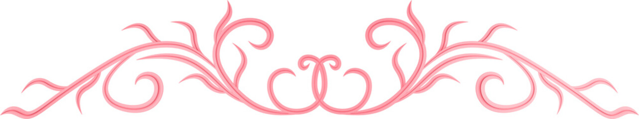 3D rendering border of a curved branch with leaves of different sizes on a transparent background