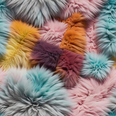 Fluffy fur tiles in vivid colors -  Pattern - Seamless tile - Background for textile, fabric, wrapping paper