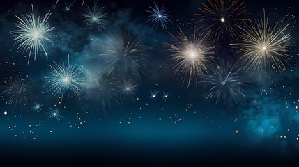 Naklejka premium Beautiful creative holiday background with fireworks and sparkles