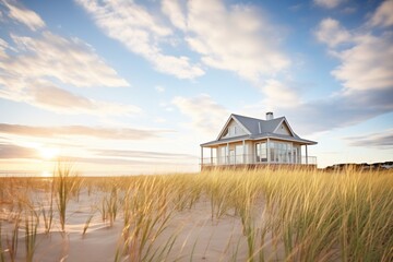 cape cod on a beach with dunes and tall grass