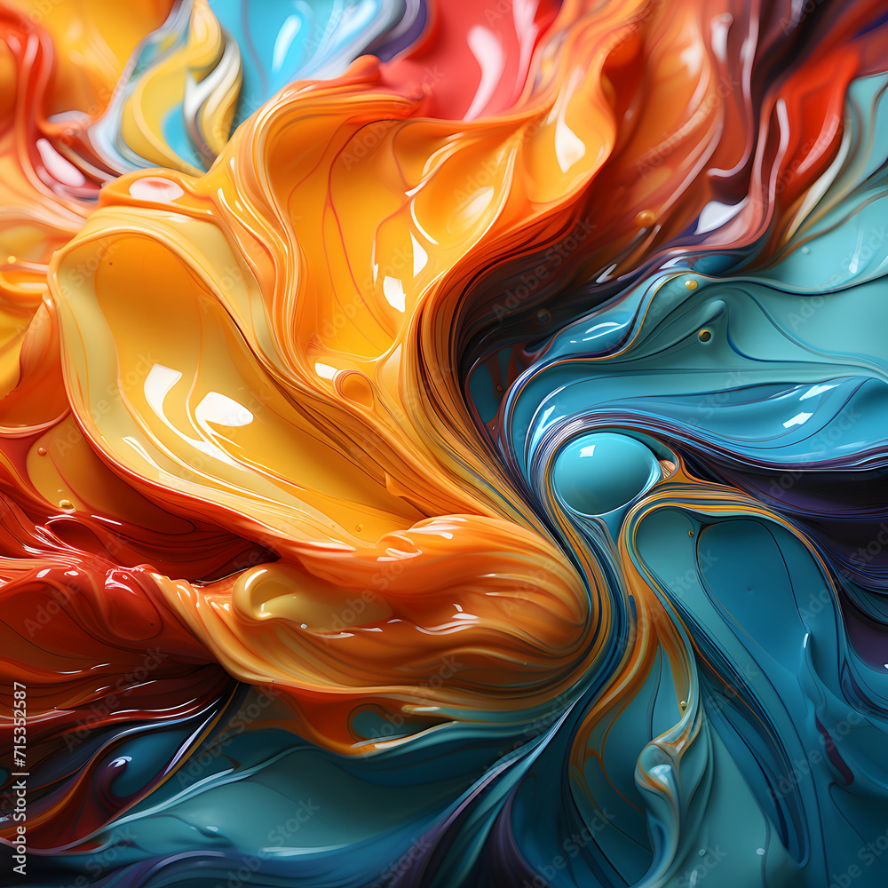 Wall mural abstract colorful liquid paint background. multicolored fluid wallpaper