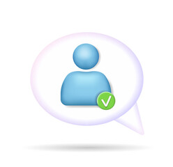 3D user verification icon. Verification of the user's identity or profile.
 Vector illustration