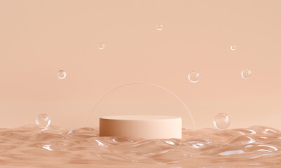 Podium on the water for product presentation. Natural beauty pedestal, relaxation and health, 3d illustration