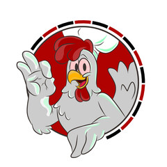 Chicken Chef Smiling Thumbs Up Logo. Cute icon. PNG transparent background.