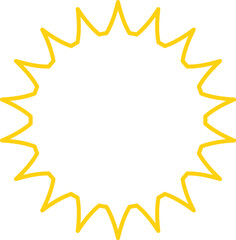 Vector cartoon yellow sun. Shining light rays. Summer Isolated vector illustration.