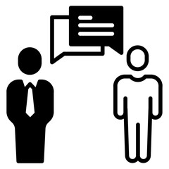 Business discussion solid glyph icon