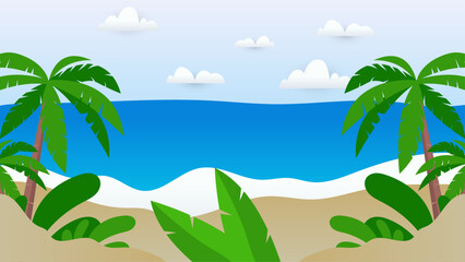 Colorful colourful vector background for summer season. Vector realistic summer background with vegetation