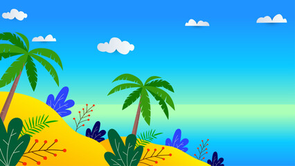 Fototapeta na wymiar Colorful colourful vector realistic background for summer season. Vector realistic summer background with vegetation
