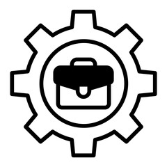 Business Management cog solid glyph icon