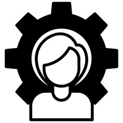 Woman User cog solid glyph icon