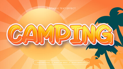 Orange yellow and green camping 3d editable text effect - font style. Summer text style effect - obrazy, fototapety, plakaty