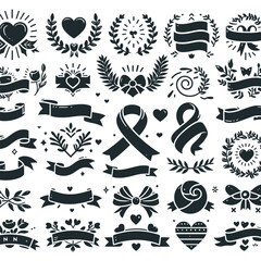 Banner-ribbon-set-silhouette-vector-black-shape