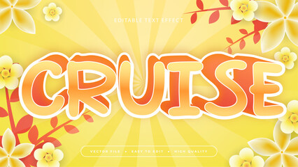 Yellow white and orange cruise 3d editable text effect - font style. Summer text style effect