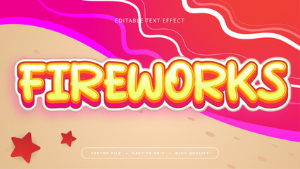 Colorful colourful fireworks 3d editable text effect - font style. Summer text style effect