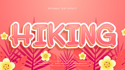 Yellow pink and white hiking TEXT 3d editable text effect - font style. Summer text style effect