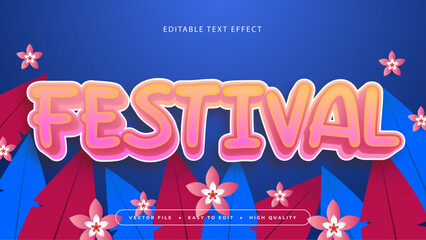 Colorful colourful festival 3d editable text effect - font style. Summer text style effect