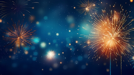 Naklejka premium Fireworks background for celebration, holiday celebration concept