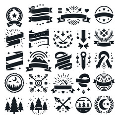 Banner-ribbon-set-silhouette-vector-black-shape