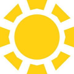 Vector cartoon yellow sun. Shining light rays. Summer Isolated vector illustration.
