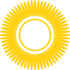 Vector cartoon yellow sun. Shining light rays. Summer Isolated vector illustration.