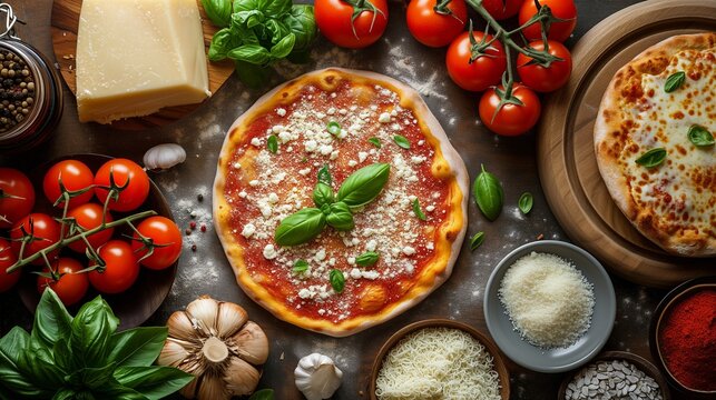 Pizza topping arrangement, with close-ups of hands placing ingredients strategically, creating an appealing and balanced composition.