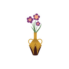 set of flowers in a brown pot illustration