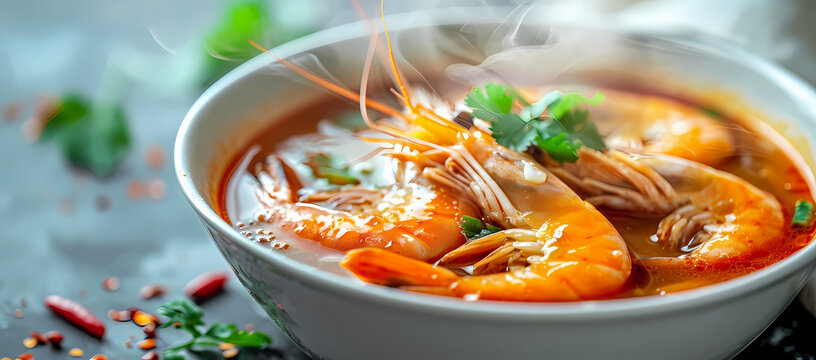 Tom yum kung (spicy shrimp soup)