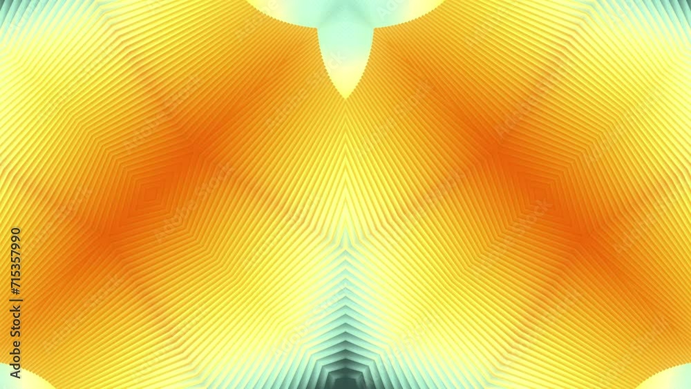 Poster Colorful yellow-orange abstract geometric background with seamless loop animation of dynamic and visually appealing pattern. 3d rendering. 4K, Ultra HD resolution
