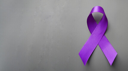 World cancer day, lavender purple ribbon to support people living with cancer. Raise awareness of all types of cancer. Healthcare and medical concept.