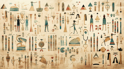 Weathered ancient egyptian hieroglyph background. - obrazy, fototapety, plakaty