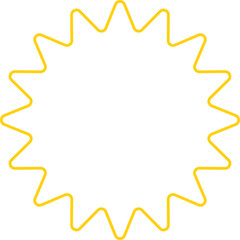 Vector cartoon yellow sun. Shining light rays. Summer Isolated vector illustration.