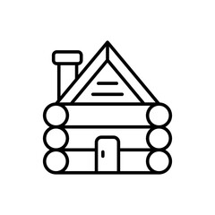 Wooden house outline icons, minimalist vector illustration ,simple transparent graphic element .Isolated on white background