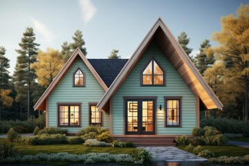 Scandinavian Inspired Home Design, on an isolated Mint Green background, Generative AI