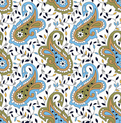 Naklejka premium traditional Paisley pattern on white background