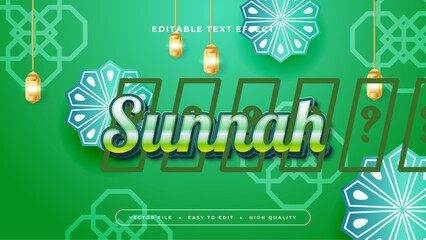 Green gold and blue sunnah 3d editable text effect - font style. Ramadan text style effect
