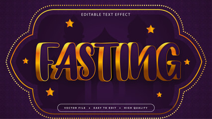 Purple violet orange and gold fasting 3d editable text effect - font style. Ramadan text style effect