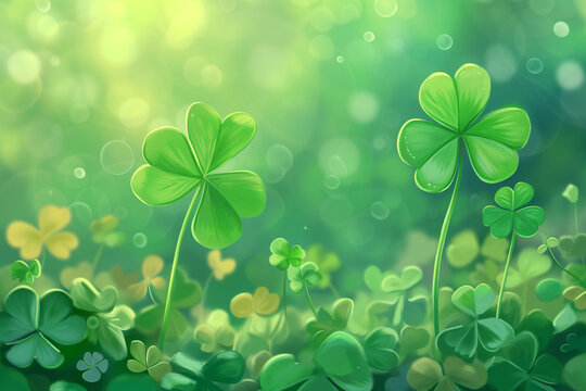 green shamrock clover illustration background.