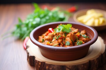 spicy chana masala dish on a wooden tabletop