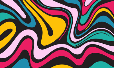 A colorful and abstract psychedelic background with swirls, and circles. Vector and Illustration