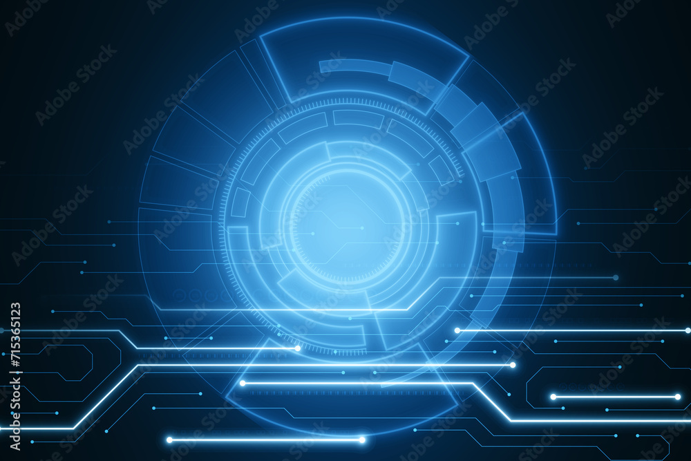 Poster Abstract lines and dots, circles connect dark texture. Technology connection digital data and big data concept. 3D Rendering.