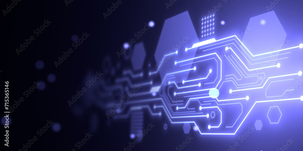 Poster Abstract lines and dots, hexagons connect dark baqckdrop. Technology connection digital data and big data concept. 3D Rendering.