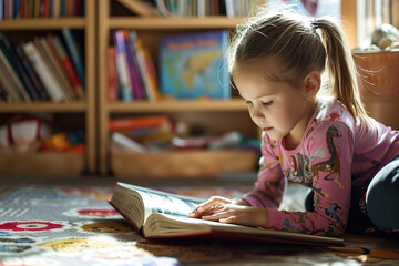 Children reading educational books or engaging in learning activities.