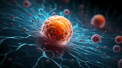 Virus cells abstract science concept, medical research background