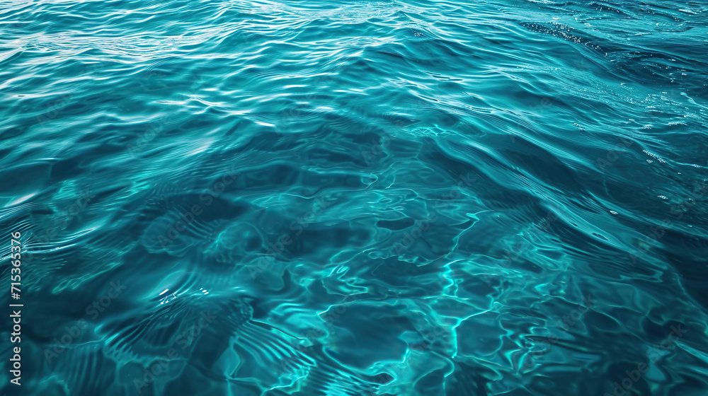 Wall mural background of blue sea water with ripples and waves, close up.