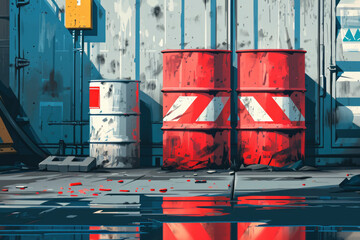 Containment Measures: Implementing barriers or using absorbents to contain the spread of the spilled - obrazy, fototapety, plakaty