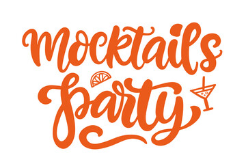 Mocktail Party Banner Inscription Vector Lettering