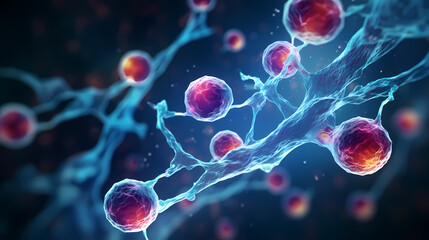 Virus cells abstract science concept, medical research background